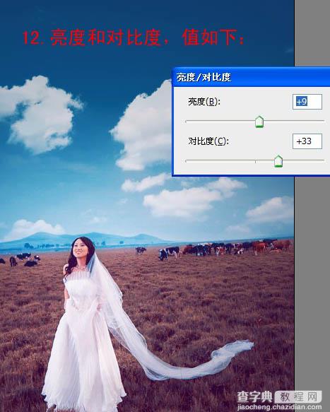 Photoshop 清晰开阔的蓝紫色草原婚片15