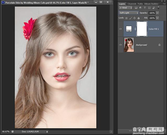 PhotoShop CS6 将给美女图片打造出瓷器般的皮肤美白教程6
