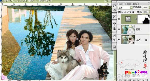 photoshop Lab模式下调整婚片的青黄色8