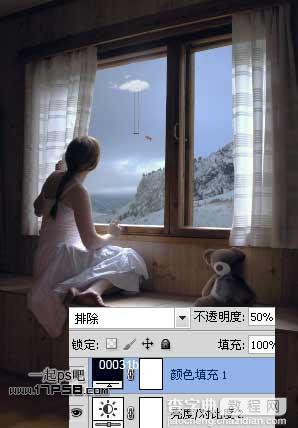 photoshop合成美女临窗观看梦幻般的外景36