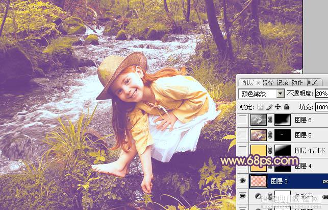 Photoshop为树林女孩图片调制出柔美的暖色调27