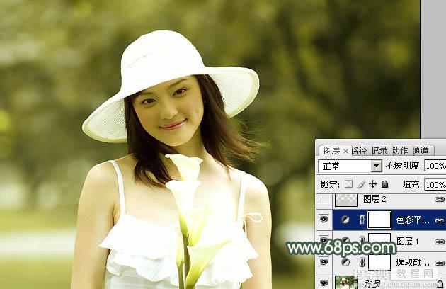 Photoshop将外景美女图片打造出淡淡的古典黄灰色8