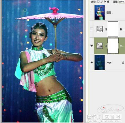 Photoshop 曲线修复严重偏暗的舞台照片教程4