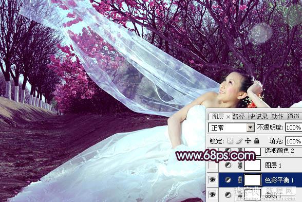 Photoshop制作柔美的暗调紫色婚片15