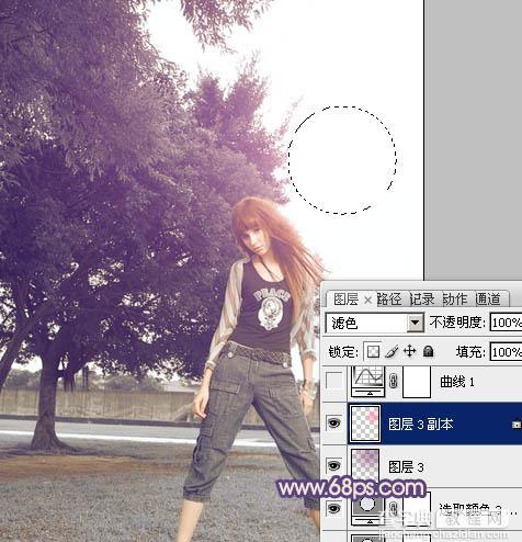 Photoshop为外景人物图片增加淡淡的中性紫色22