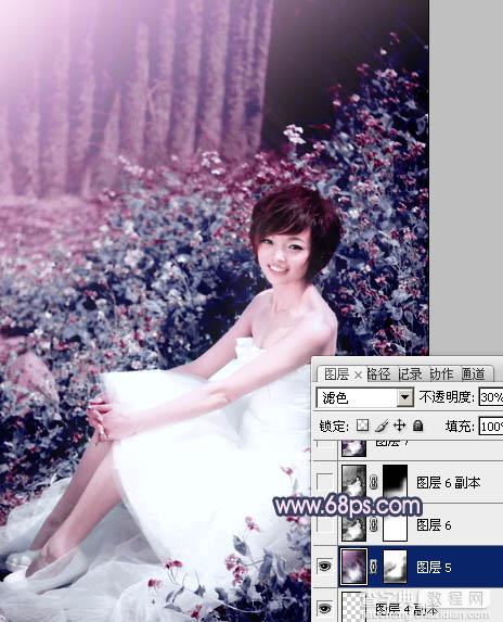 Photoshop将外景人物图片调成柔和的古典暗调青紫色30