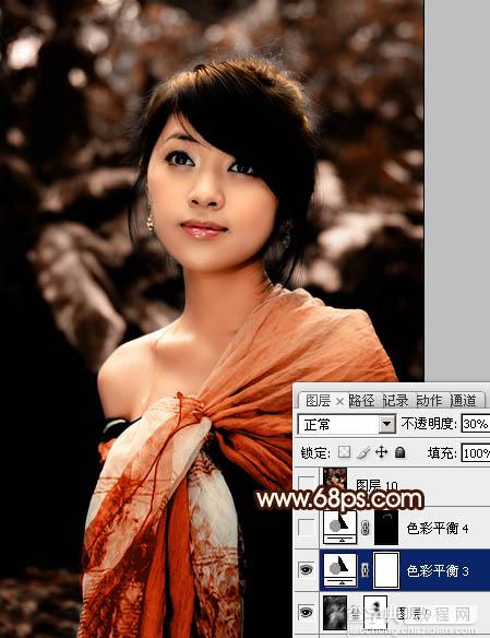 Photoshop将外景美女图片调制出非常有个性的橙褐色31