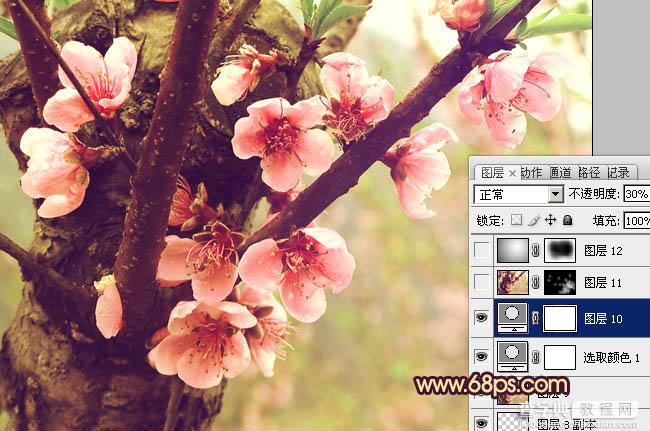 Photoshop调出桃花图片漂亮的粉红色23