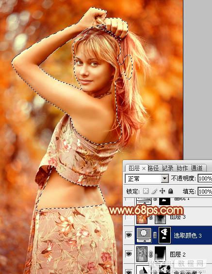 Photoshop将外景美女图片打造出唯美的橙红色效果24
