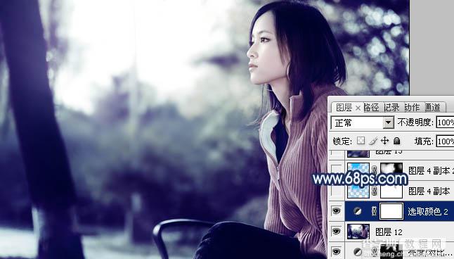 Photoshop制作古典暗青色外景人物图片教程21