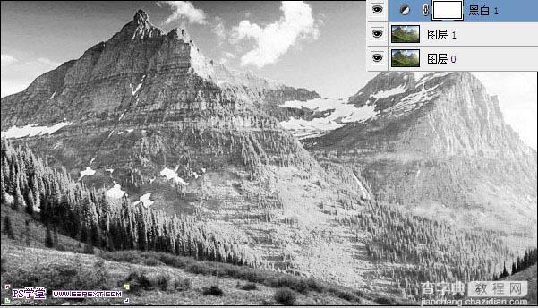 Photoshop将翠绿的夏季图片转为冬季雪山效果6