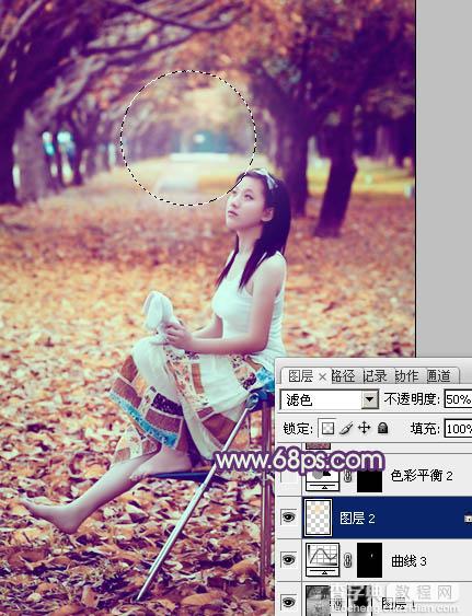 Photoshop将树林写真人物图片打造出漂亮的橙紫色28