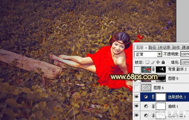 Photoshop将草地婚片调制出柔美的暗调黄褐色效果25