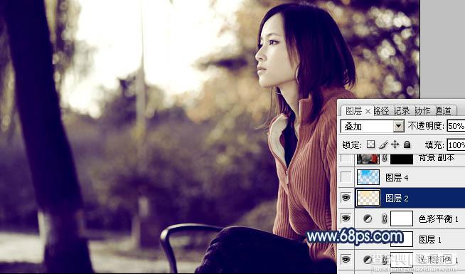 Photoshop制作古典暗青色外景人物图片教程12