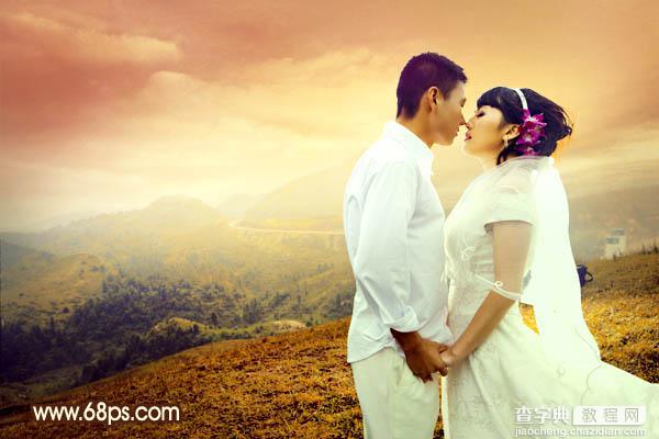 Photoshop为山景婚片增加漂亮的霞光色效果31