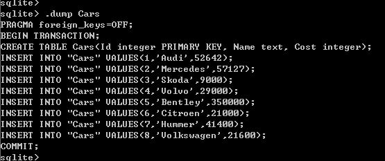 SQLite 入门教程一 基本控制台（终端）命令5