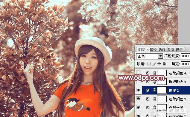 Photoshop为树林中人物图片增加鲜丽的橙褐色29