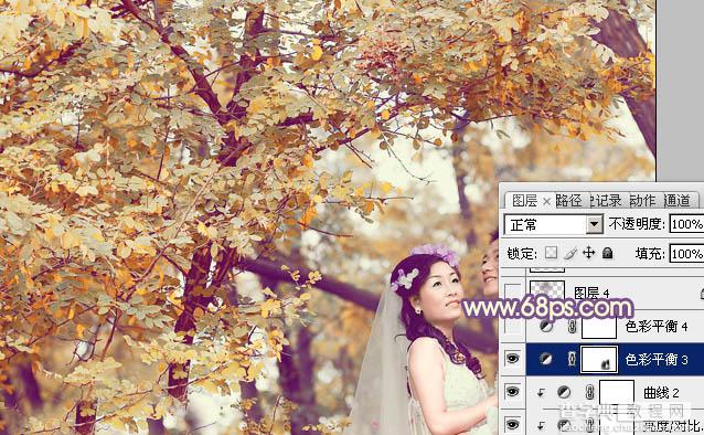 Photoshop为树林婚片调制出浓郁的秋季色31