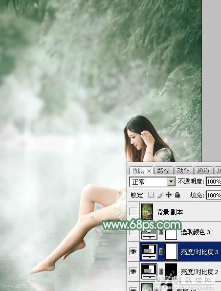 Photoshop打造唯美的古典淡绿色外景人物图片40