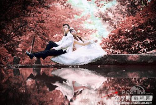 Photoshop将外景婚纱照打造出浪漫的暗红色13