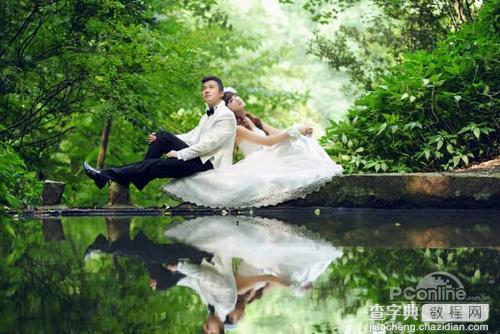 Photoshop将外景婚纱照打造出浪漫的暗红色2