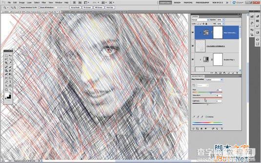 ps如何把美女的照片制作成素描的效果教程19