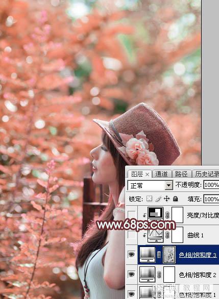 Photoshop打造甜美的粉红色秋季美女效果14