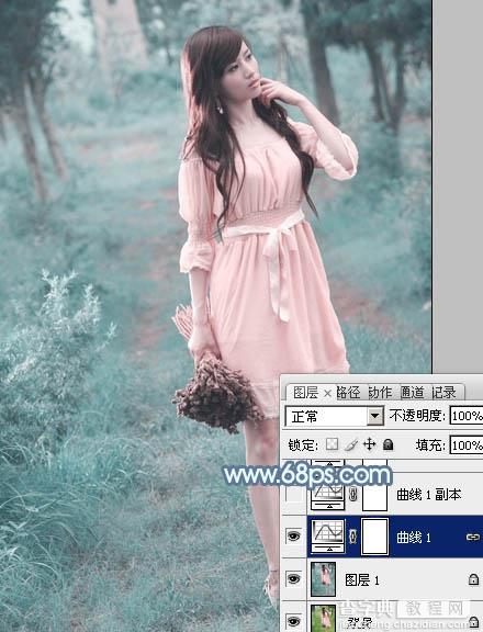 Photoshop将外景美女调制出唯美梦幻的淡青色7