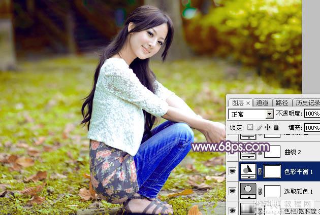 Photoshop为草地美女图片打造柔美的秋季特效21