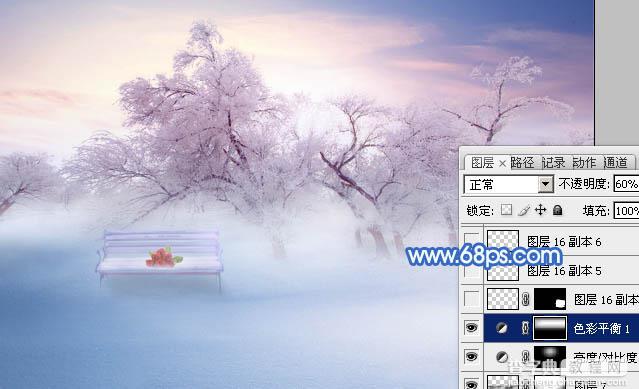 Photoshop将婚片打造出唯美的梦幻冬季雪景效果25