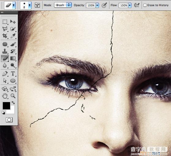 photoshop(PS)设计绘制美女(人物)面部裂纹效果实例教程11