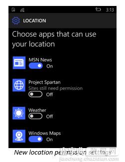 Windows 10 手机版性功能 统一管理应用获取地理位置的权限2
