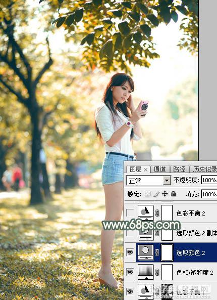 Photoshop打造甜美的秋季暖褐色外景人物图片20