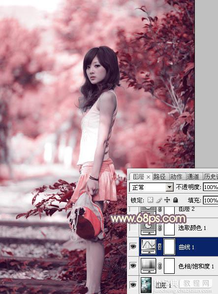Photoshop将外景人物图片打造出小清新橙红色效果8