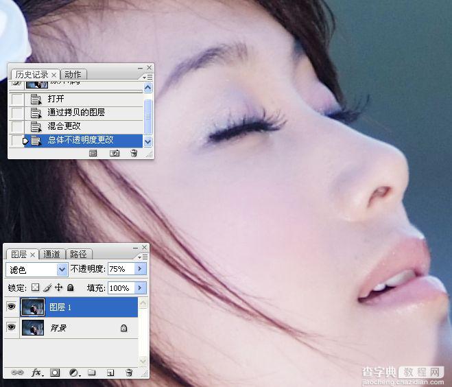 Photoshop使用LAB模式为偏暗的美女图片调出通透的阿宝色效果4