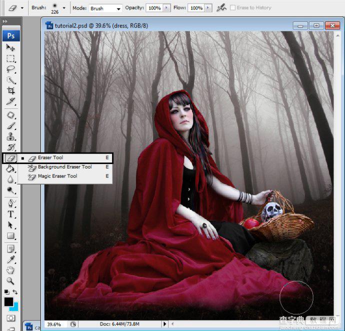 PhotoShop合成制作迷雾森林中的小红帽巫女场景教程56