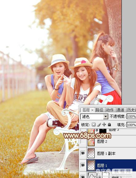 Photoshop将公园美女调成漂亮的早秋黄褐色30