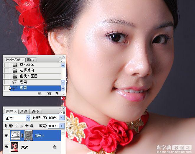 Photoshop使用通道工具手工为美女人像精修磨皮11