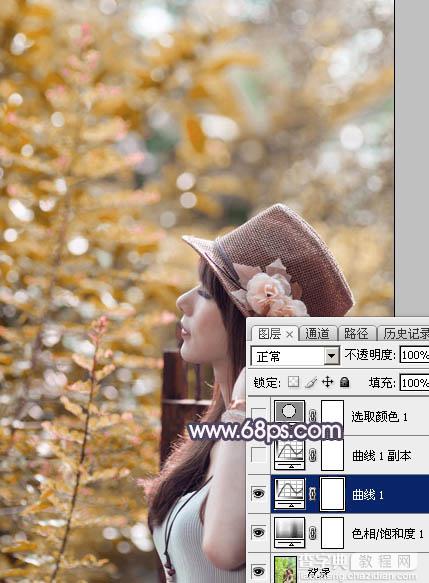 Photoshop为绿荫中的美女调制出流行的秋季黄紫色11