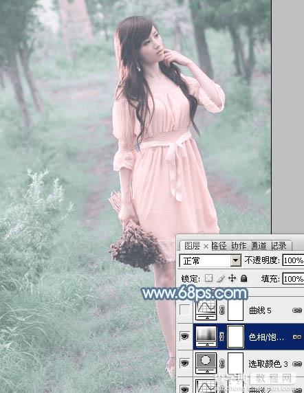 Photoshop将外景美女调制出唯美梦幻的淡青色17