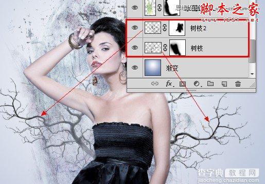 Photoshop将美女图片打造出创意风格的水墨效果19
