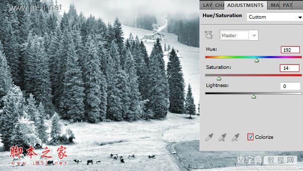 Photoshop快速将绿色风景图片转为雪景效果7