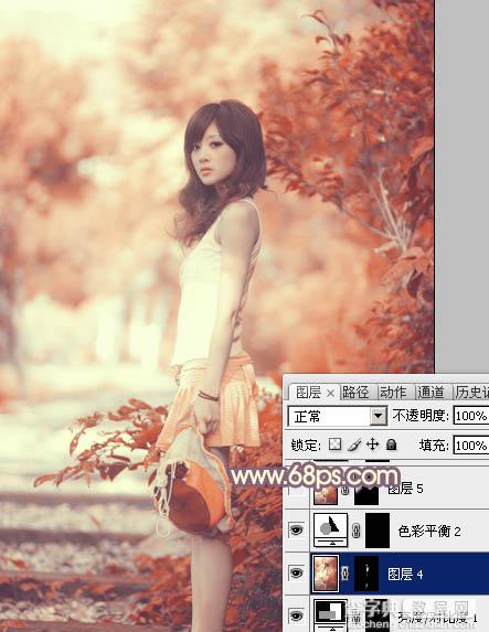 Photoshop将外景人物图片打造出小清新橙红色效果29