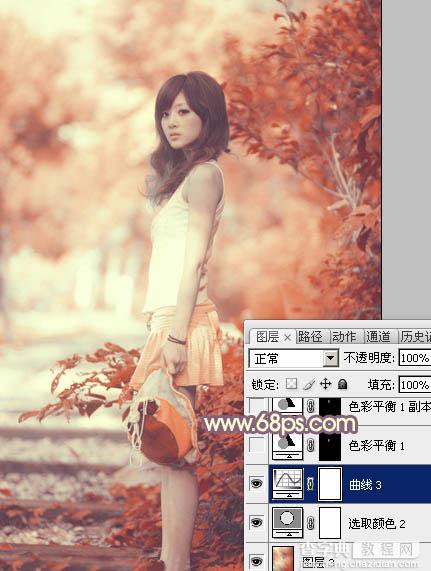 Photoshop将外景人物图片打造出小清新橙红色效果23