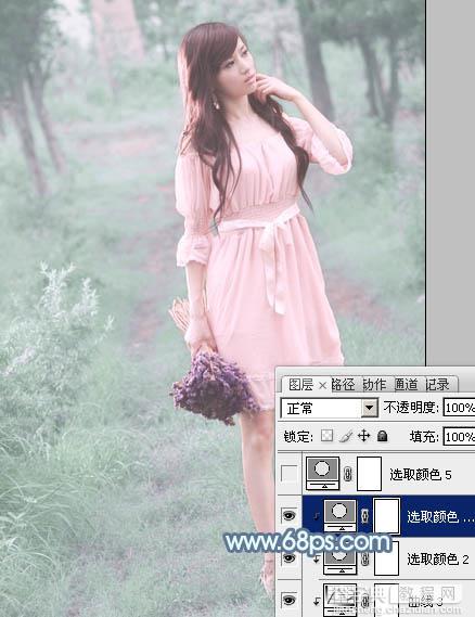 Photoshop将外景美女调制出唯美梦幻的淡青色32