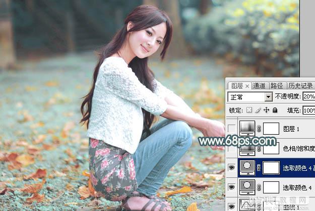 Photoshop给果子美女调制甜美的淡调青红色27