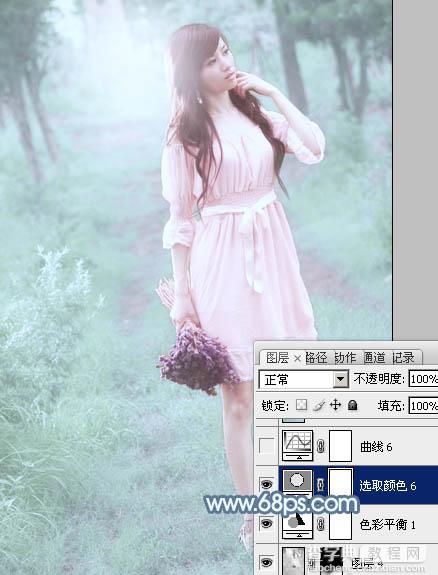 Photoshop将外景美女调制出唯美梦幻的淡青色45