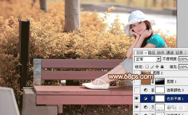 教你如何用Photoshop给长凳上的美女加上柔美的红褐色19