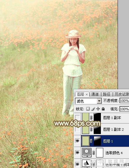 Photoshop调制出甜美的韩系粉红色野花中的美女图片33