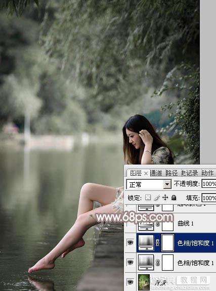 Photoshop将水边的美女加上梦幻的中性淡褐色6